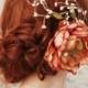 Pink flower clip, bridal headpiece, woodland hair clip, wedding hair piece, hair accessories