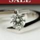 SALE - Vintage .90cttw Tension Set Round Brilliant Cut Diamond Engagement Ring in 14k White Gold - Size 6
