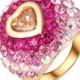 Austrian Crystal Love 18K Gold Plated Heart Ring