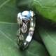 Leaf Ring In 14k White Gold With Blue Topaz Gemstone, Leaves Ring, Friendship Ring, New Designer Gold Ring, Forest Ring, Natural Floral Ring