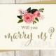 Will You Marry Us? Officiant/Minister Card DIY // Watercolor Flower // Gold Calligraphy, Rose // Wedding Card Printable ▷ Instant Download