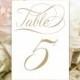 Ready to Print Set of 20 Table Number Cards - "Festoon" Gold Script - PDF format - 4x6 DIY Table Cards - You Print Instant Download