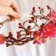 Red And Pink Cherry Blossom Circlet - GALWAY GIRL - Flower Girl, Bridal Head Wreath