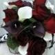 Black baccara rose Wedding bouquet white plum black calla lily Bridal bouquet silk wedding flowers
