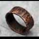 Rugged Copper Ring Band for Men / Women, Woodgrain Finish, Oxidized Copper ring, Hammered, Indentations, Simple Ring Band
