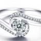 Round Shape Twsited Diamond Engagement Ring 14k White Gold or Yellow Gold Art Deco Diamond Ring