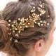Bridal Decorative Comb Rustic Gold and Bronze Wedding Hair Comb, Golden Wedding Headpiece Brassy Boho Wedding Hair Comb Gold Metal Comb