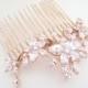 Rose Gold Bridal headpiece, Rose Gold Bridal hair comb, Wedding headpiece, Bridal jewelry, Crystal hair comb, Flower hair comb, Vintage