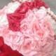 PAPER WEDDING BOUQUET, crepe paper bouquet, paper roses wedding bouquet, red light pink and white with beads, extra large