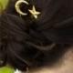 Crescent Moon & Star Hair Clips Paisley Crescent Moon Hair Pins Star Hair Pins Gold Moon Hair Accessories Celestial Hair Accessory Festival