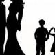 Custom Wedding Cake Topper , Couple Silhouette and any kid silhouette of your choise UP to 3 kids with free base for display.after the event