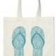 Beach Gift or Wedding Welcome Tote Bag -  Signature Personalized Sandals in Ocean Blue