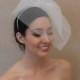 Bridal folded double layer tulle birdcage veil attached to satin covered headband in ivory or white - Ready to ship in 1 week