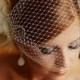 White Bridal Russian Netting Blusher Birdcage Veil