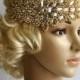 Gold Glamour Rhinestone flapper Gatsby Headband, Wedding Crystal Headband, Wedding Headpiece, Bridal Headpiece, 1920s Flapper headband