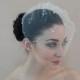 Tulle Birdcage Veil Adorned with Flat Back Pearls in Ivory White Champagne Blush Black - Ready to ship in 3-5 days