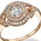 Engagement ring rose gold Diamond ring vintage ring antique ring halo setting ring engagement band wedding ring art deco ring