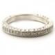 Natural Diamond  Sculptural Antique style Wedding Band Ring 14k White Gold--- Gem918