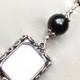 Wedding bouquet charm. Memorial photo charm with black or white shell pearl.