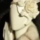 White fascinator, bridal headdress, rose hairpiece, white headband, 1920s style headband, beaded fascinator, silk rose headdress