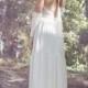 Lace and Chiffon Vintage Wedding Dress Ivory Bridal Long Gown Boho Long Bridal Gown - Handmade by SuzannaM Designs