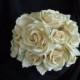 Roses Sugar Gumpaste Shades of Ivory Roses and Leaves Wedding Cake Topper 15 to 18 Roses