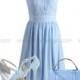 Wedding Party Dress Mint BlueHalter Chiffon Bridesmaid Dress/Prom Dress Knee Length Short Dress