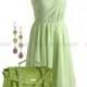 Mint Light Blue One Shoulder Chiffon Bridesmaid Dress/Prom Dress Knee Length Short Dress