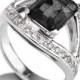 Art Deco Engagement Ring, Black Diamond Ring, 14K White Gold Ring, 1.5 TCW Black Diamond Band, Black Diamond Engagement Ring