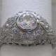 Vintage Antique Engagement Ring Diamond Bezel Set Platinum Art Deco Circa 1930 T.D.W. 1.17 Cts.