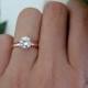 1 carat Solitaire Ring, Low Profile, ROSE Engagement Ring, Man Made Diamond Simulant, Wedding Ring, Bridal Ring, Sterling Silver & Rose Gold