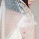 Bridal veil- Mantilla veil- Gold bridal veil-polka dot veil-wedding veil-fingertip veil- lace veil-beaded veil- style 102