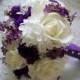 Silk Flower Bridal Bouquet with Realtouch Roses and Purple Silk Anemone