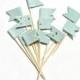 12 Blue Glitter Flag Cupcake Toppers - Washi Tape Cupcake Toppers, wedding, engagement, birthday, baby shower, tea party