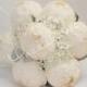 Wedding bouquet,bridal bouquet,paper flower bouquet,brooch bouquet,paper flower peony,peonies white,bridal flower,bouquet