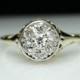 Antique Vintage Edwardian Diamond Engagement Ring 18k Yellow Gold Floral Diamond Shape Antique Engagement Ring