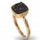 Druzy Ring - 14k Yellow Gold Plated Over Brass Shinning Black Druze Ring Square Shape Wedding Ring
