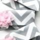Bridesmaid Clutch Set, Gray Chevron Wedding Purse with Personalized Flower Colors