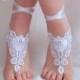 NEW! Bridal white barefoot sandals french lace , wedding anklet, anklet, bridal, wedding, white glove