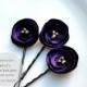 Dark Purple Hair Accessories, Purple Wedding Hair Pins, Hairpin, Small Silk Flowers, Tiny Mini Hair Flower Bobby Pins, Bridal Hair Flowers
