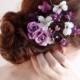 purple wedding hair accessories, bridal hair clip, floral hair comb, lavender hairpiece, purple headpiece, prom hair accessory, hair vine