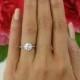 1.25 ctw Scalloped Ring, Halo Engagement Ring, Man Made Diamond Simulants, Art Deco Ring, Bridal Ring, Half Eternity Ring, Sterling Silver
