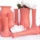 Shabby Chic Coral Vase Collection, Set of 9 Mixed Size Vases, Weddings, Receptions, Showers, Home Decor
