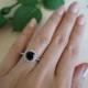 2.25 Carat Round, Halo Gatsby Engagement Ring, Black & White Man Made Diamond Simulants, Wedding Ring, Promise Ring, Bridal, Sterling Silver