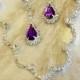 Wedding jewelry set ,bridesmaid jewelry set, Bridal necklace earrings, vintage inspired rhinestone jewelry set, purple crystal jewelry se