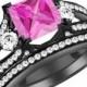 3.50ct Princess Cut Pink Sapphire Engagement Wedding Ring with 92.5 Sterling Silver Free Shipping and free sizing