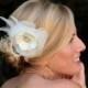 Aria bridal hair flower, bridal fascinator, bridal hair accessories,  Light Ivory Organza and Satin Floral Fascinator