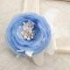 Blue Hair Flower, Bridal Hair Pin,  Pearl Crystal Hairpiece, Hair Flower, Blue Wedding Hair Accessories, Vintage