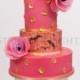 Wedding Cake In Pink And Gold (wafer Paper Flower Tutorial