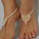 Bridesmaid gift 5 pair , bridal anklet, raw slik color ivory frame Beach wedding barefoot sandals, bangle anklet, free ship country wedding